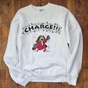 Vintage 80s Cathy Guisewite Christmas holiday sweatshirt Charge comic funny